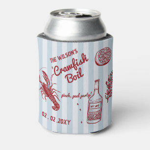 Hand Drawn Summer Seafood Crawfish Boil Party Can Cooler