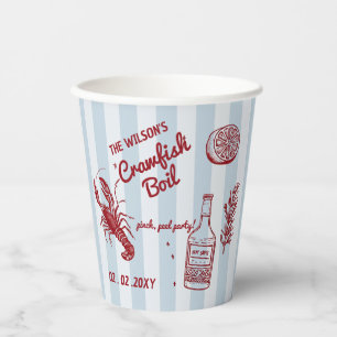 Hand Drawn Summer Seafood Crawfish Boil Party  Paper Cups