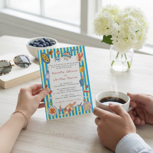 hand drawn summer seafood wedding  Celebration  Invitation