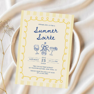 Hand Drawn Summer Soiree Drinks Cocktail Party Invitation