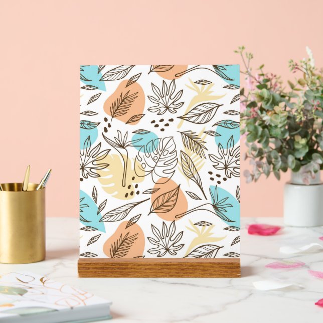 Hand drawn summer tropical pattern acrylic sign (Wedding)