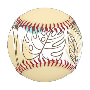 Hand drawn summer tropical pattern baseball