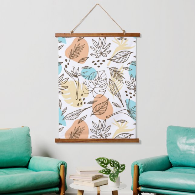 Hand drawn summer tropical pattern hanging tapestry (Living Room)