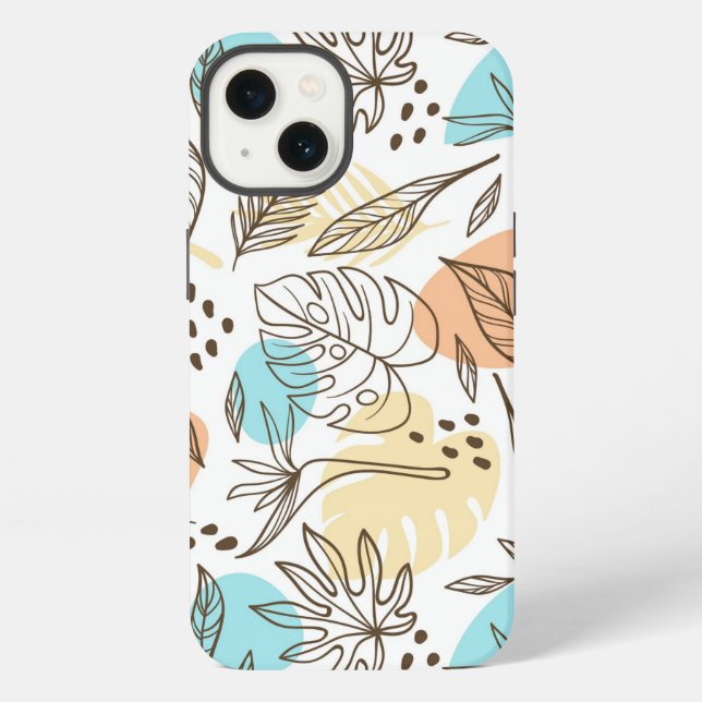Hand drawn summer tropical pattern iPhone case (Back)