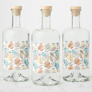 Hand drawn summer tropical pattern liquor bottle label