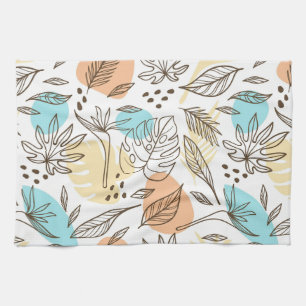 Hand drawn summer tropical pattern tea towel