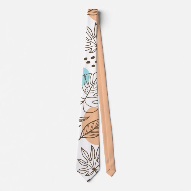 Hand drawn summer tropical pattern tie (Front)