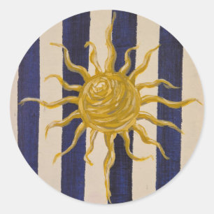 Hand-Drawn Sun Sticker with Classic Stripes