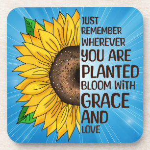 Hand Drawn Sunflower and Quote Coaster