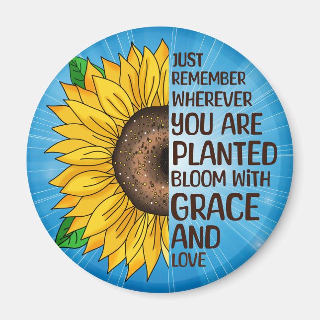 Hand Drawn Sunflower and Quote Magnet (Front)