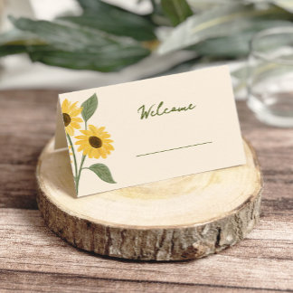 Hand-Drawn Sunflower Baby Shower Place Card