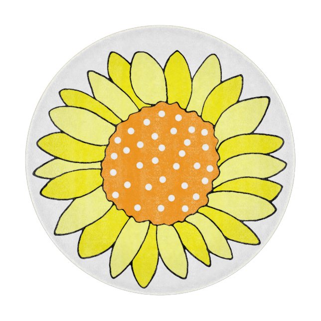 Hand Drawn Sunflower Cutting Board (Front)