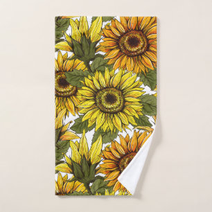 Hand Drawn Sunflower Towel