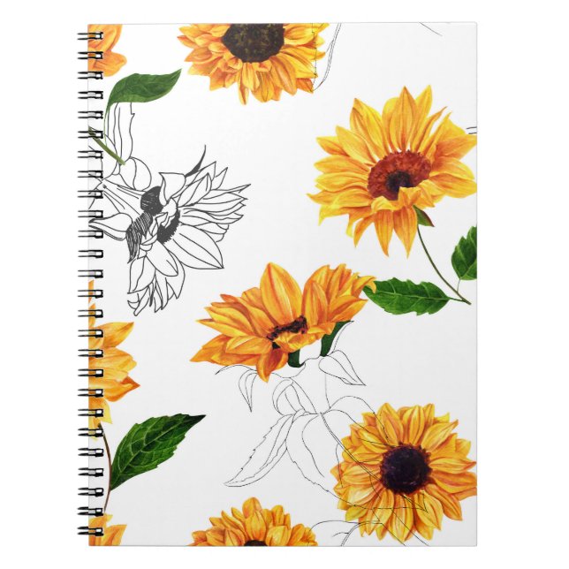 Hand-drawn sunflowers: vibrant yellow pattern. notebook (Front)