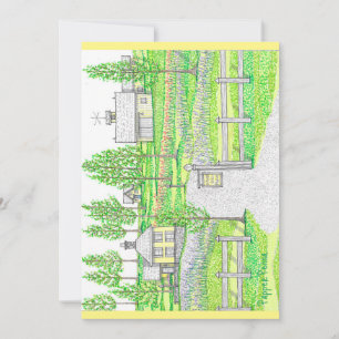 Hand Drawn Sunny Hill Farm Flat Card