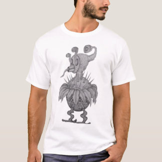 Hand-Drawn Surreal Fantasy Plant - Intricate B & W T-Shirt