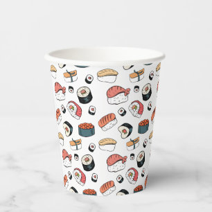 Hand-Drawn Sushi Mix Paper Cups