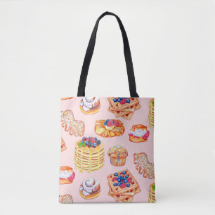 Hand Drawn Sweet bakery breakfast treats retro Tote Bag