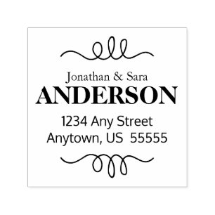 Hand Drawn Swirl Accent Return Address Self-inking Stamp