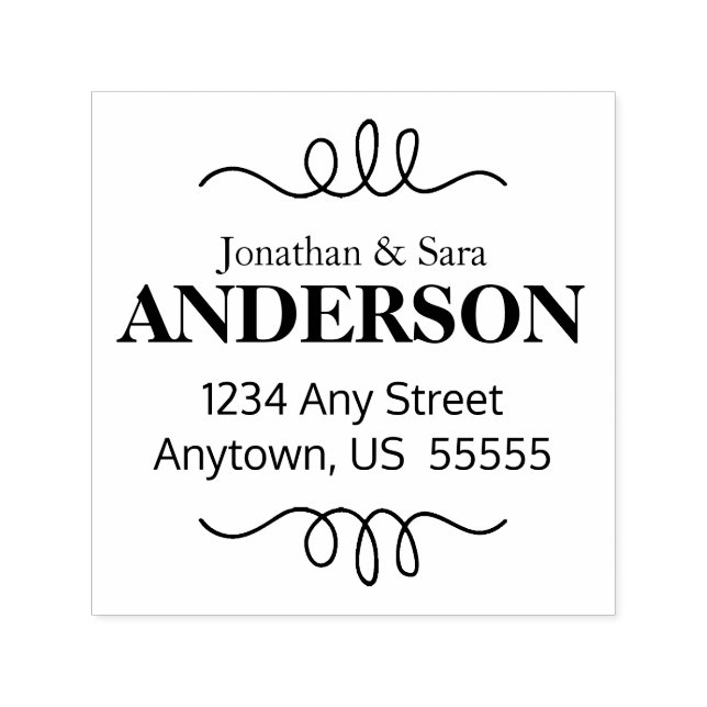 Hand Drawn Swirl Accent Return Address Self-inking Stamp (Design)