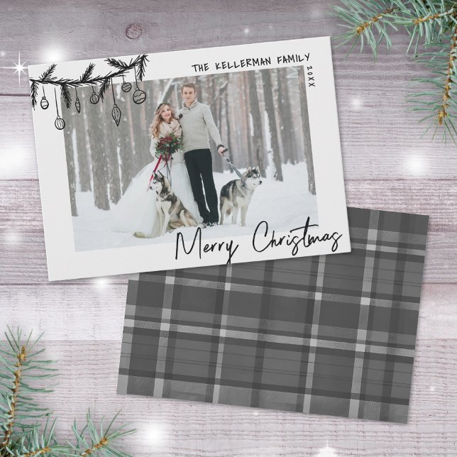 Hand Drawn Tartan Whimsical Merry Christmas Holiday Card (Hand Drawn Tartan Whimsical Merry Christmas Holiday Card)