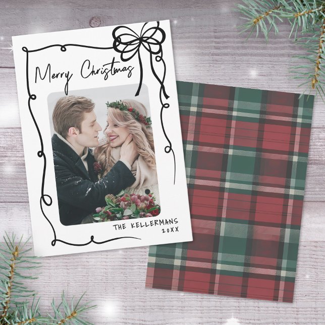 Hand Drawn Tartan Whimsical Merry Christmas Holiday Card (Hand Drawn Tartan Whimsical Merry Christmas Holiday Card)