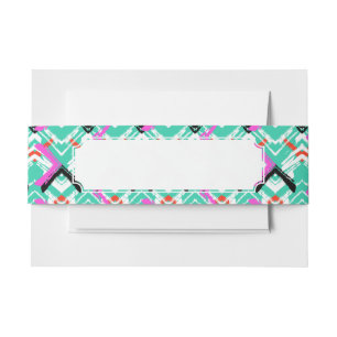 Hand Drawn Teal Zig Zag Pattern Invitation Belly Band