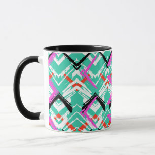 Hand Drawn Teal Zig Zag Pattern Mug