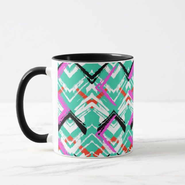 Hand Drawn Teal Zig Zag Pattern Mug (Left)