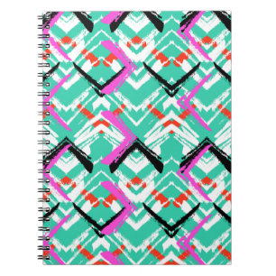 Hand Drawn Teal Zig Zag Pattern Spiral Notebook