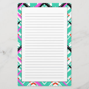 Hand Drawn Teal Zig Zag Pattern Stationery