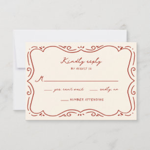 Hand Drawn Terracotta Frame Wedding RSVP Card