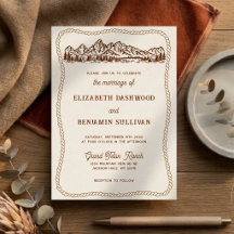 Hand Drawn Teton Mountains Chic Western Wedding