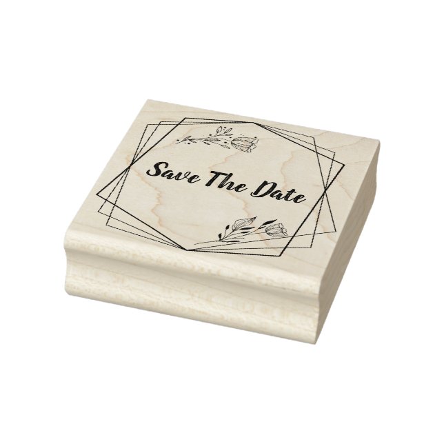 Hand drawn text monogram lines floral flowers sket rubber stamp (Stamp)