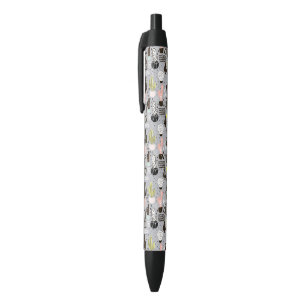 Hand Drawn Textured Cactus Pattern Black Ink Pen