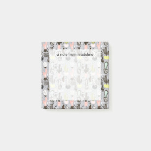 Hand Drawn Textured Cactus Pattern Post-it Notes