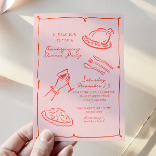 Hand Drawn Thanksgiving Dinner Invitation