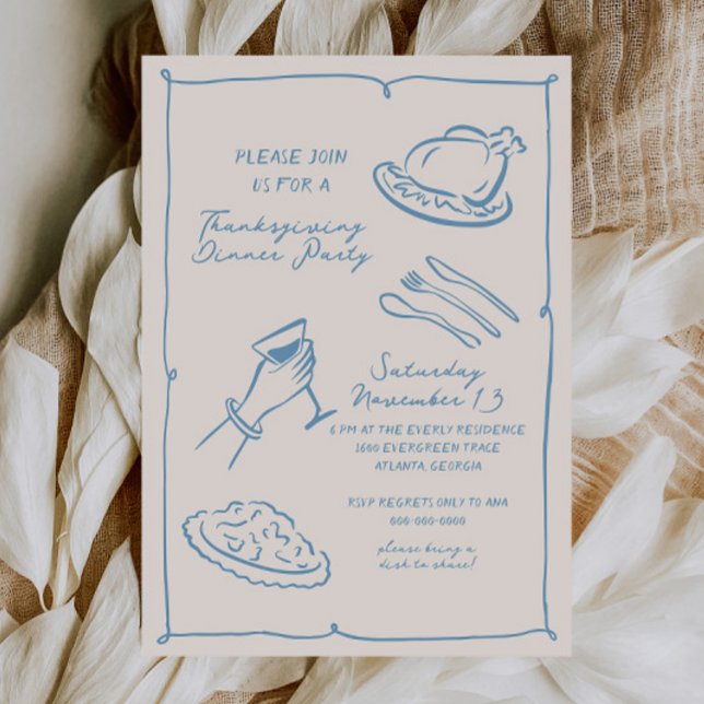 Hand Drawn Thanksgiving Dinner Invitation (Creator Uploaded)