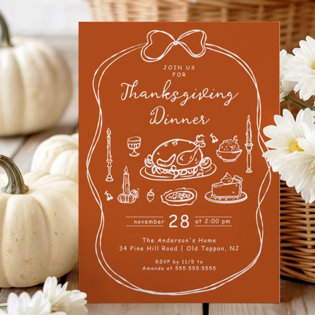 Hand Drawn Thanksgiving Dinner Invitation (Creator Uploaded)