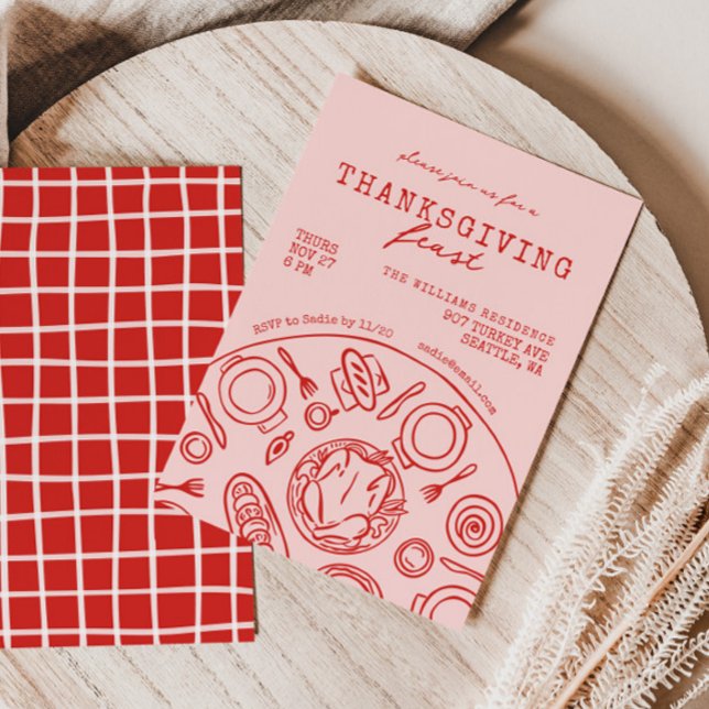 Hand Drawn Thanksgiving Dinner Scribble Invitation (Creator Uploaded)