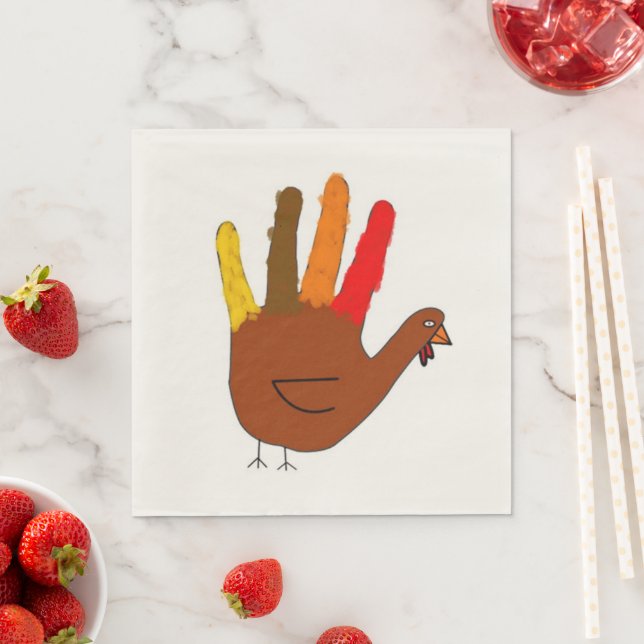 Hand-Drawn Thanksgiving Turkey Napkin (Insitu)