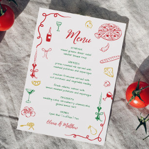 Hand Drawn That's Amore Bridal Shower  Menu