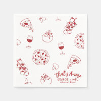 Hand Drawn Thats Amore Pizza Wine Rehearsal Dinner