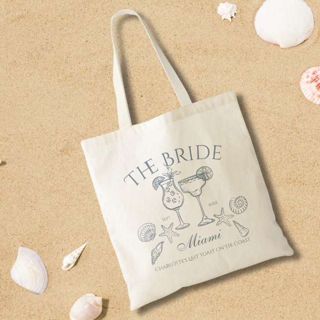 Hand Drawn The Bride Coastal Bachelorette Tote Bag (Creator Uploaded)