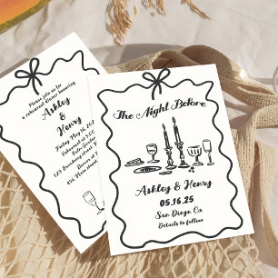 Hand Drawn The Night Before Rehearsal Dinner Invitation
