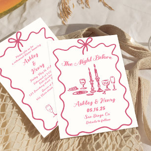 Hand Drawn The Night Before Rehearsal Dinner    Invitation