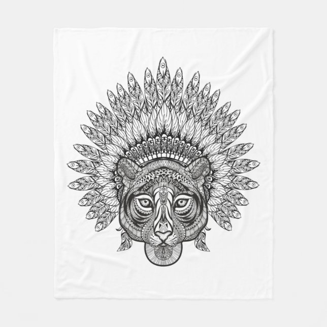 Hand Drawn Tiger In Style Fleece Blanket (Front)