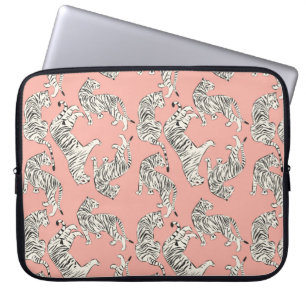 Hand drawn tiger seamless pattern, big cats in dif laptop sleeve