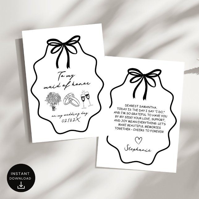 Hand Drawn To My Maid of Honour On My Wedding Day Invitation (Creator Uploaded)