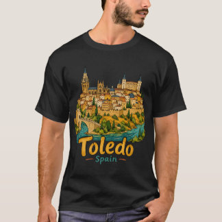 Hand Drawn Toledo Spain Travel Art Landmark T-Shirt